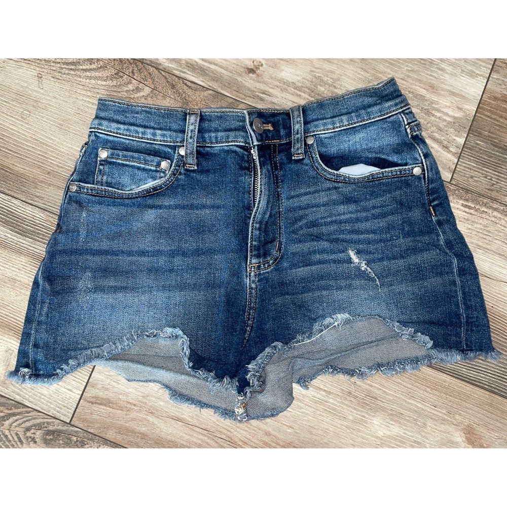 Victoria's Secret PINK Shorts Distressed Ripped Blue Denim Cotton Sz 6